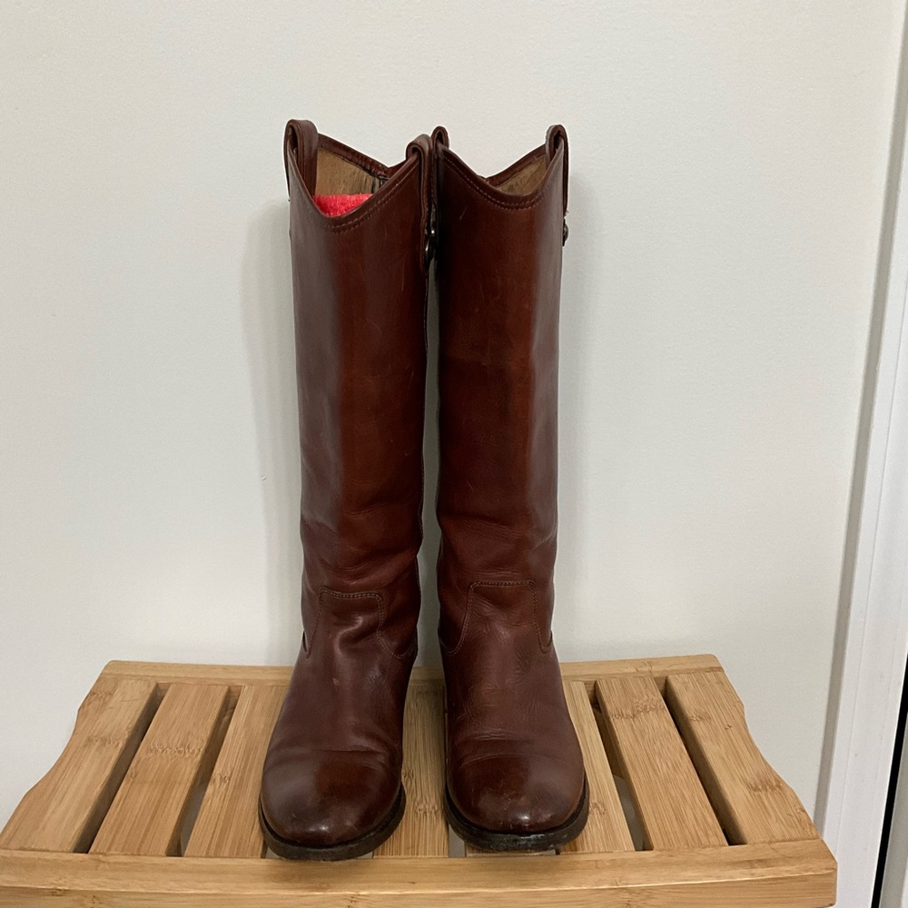 Frye Melissa Riding Boot Tall Brown Leather